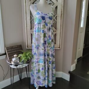 Emma & Michele Women's Smocked Cut Out Sleeveless Feminine Maxi Dress in Floral